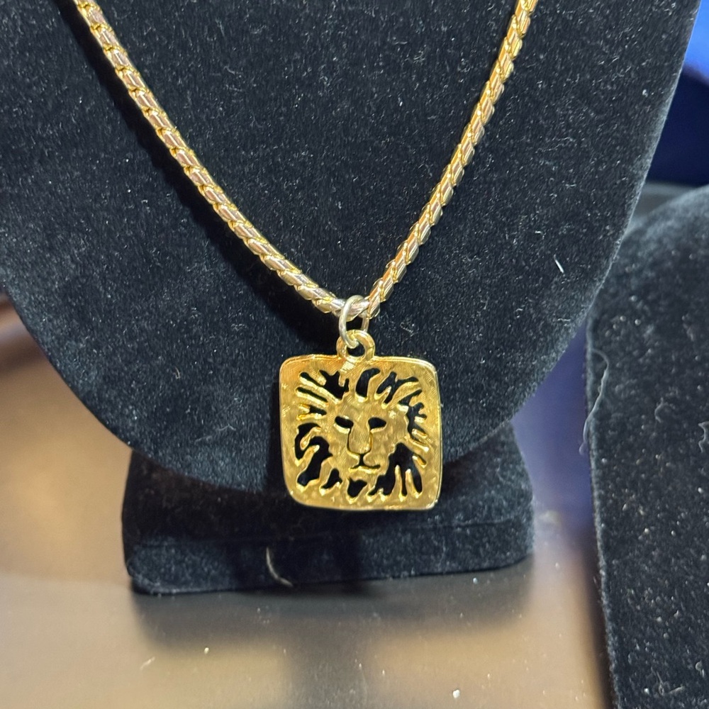 Anne Klein Gold Lion Pendant Necklace